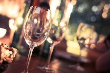 wine glass on restaurant table
